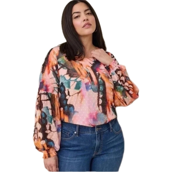 Torrid tropical multi color tunic Blouse, Size 1 - Picture 1 of 4